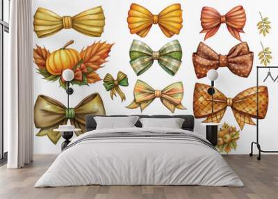 Vintage Fall autumn Bow watercolor clipart vector illustration Wall mural