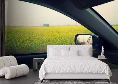 Mustard fields on the road Wall mural