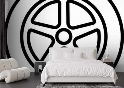 Wheel tires icon in line. Black rubber wheel tire disks auto service vector for apps or website vehicle or automobile tire alloy wheel with rim isolated on transparent background Wall mural