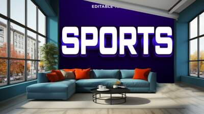 Editable 3d sport text effect in blue Wall mural