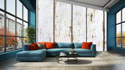 aged white painted wood grain with a rustic and light texture Wall mural