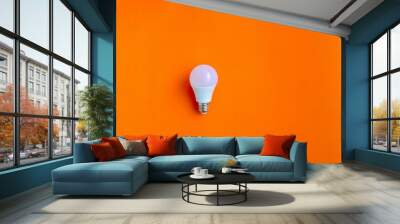 light bulb on orange background Wall mural