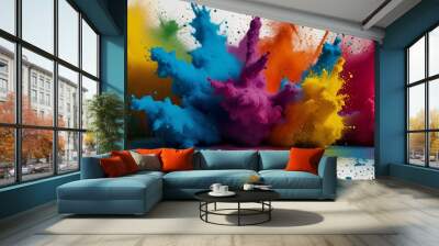 colourful rainbow holi paint perfect art colour explosion  Wall mural