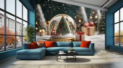 Christmas snow globe isolated on white. Can be used as a Christmas or a New Year gift or symbol. Wall mural