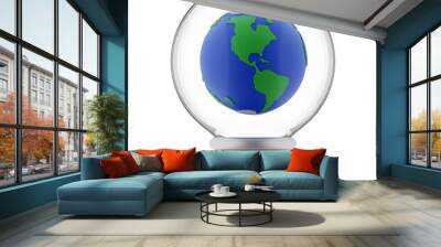 Renewable energy illustration concept. light bulb and earth 3d render icon isolated. Wall mural