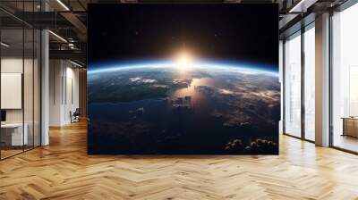 Sunrise over planet Earth in space Generative AI Wall mural