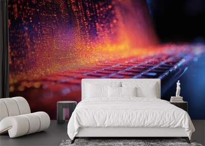 Abstract Laptop Keyboard with Bokeh Lights Wall mural