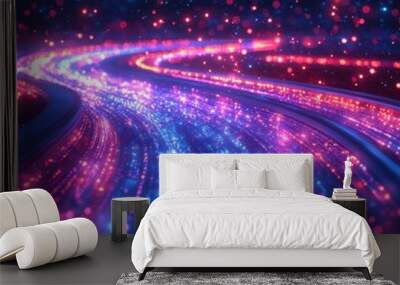 The most powerful and modern digital fiber optic technology communicating the future world. Vector realistic file. Futuristic and clean lighting. Abstract digital background.  2 Wall mural