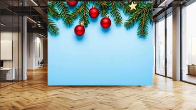 christmas balls on a tree decoration Wall mural