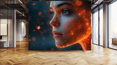 this Artificial intelligence and machine learning concept with futuristic technology and data visualizations. Wall mural