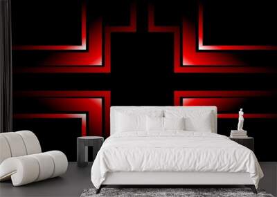 Abstract polygonal background with red hi-tech lines Wall mural