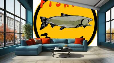 Fish logo vintage  Wall mural