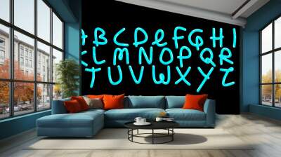 Neon font, typeface lettering font vector set Wall mural