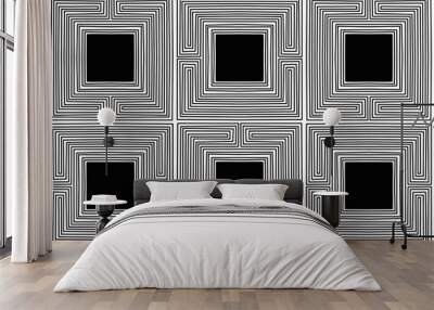 Black and white abstract geometric seamless pattern Wall mural