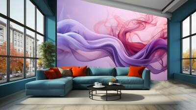 a pink and purple smoke swirls against a light purple background in this artistic photograph of a long, flowing, flowing, flowing smoke. Wall mural