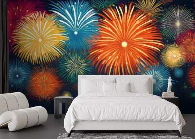 colorful fireworks  Wall mural