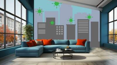 Illustration vector design of coronavirus surrounding the entire city Wall mural