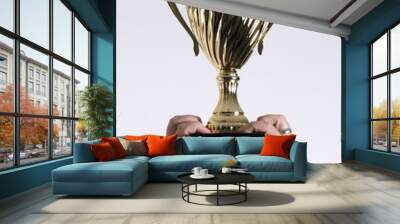 trophy held above head with 2 hands Wall mural