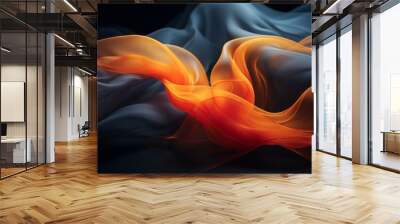 an abstract image of orange and blue smoke on a black background Wall mural