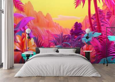 Vibrant Summer Themed 3D Abstract Background Wall mural