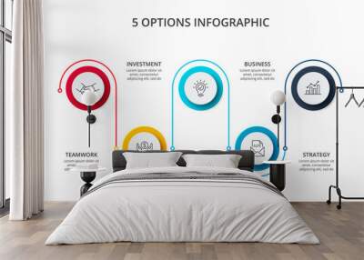 Abstract infographics number options template. Vector illustration. Can be used for workflow layout, diagram, business step options, banner, web design. Wall mural