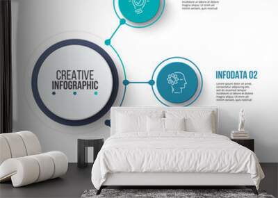 Circle business graphic elements. Business process infographics with 3 steps, parts or options. Abstract presentation template. Modern vector infochart layout design. Wall mural