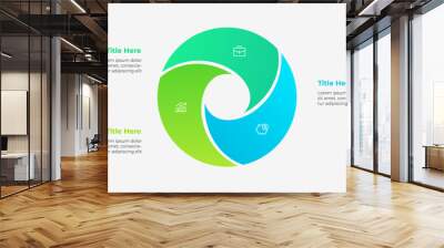 Circle diagram divided into 3 segments. Template of three options of business project infographic Wall mural