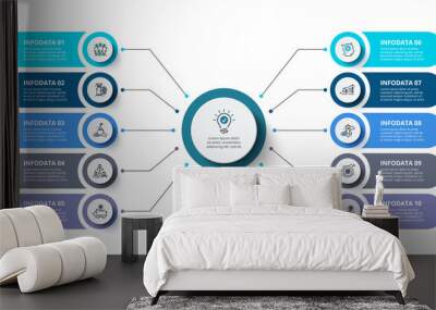 Creative concept for infographic. Business data visualization. Abstract elements diagram with 10 steps, options, parts or processes. Vector business template for presentation. Wall mural