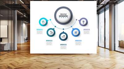 Creative concept for infographic. Business data visualization. Abstract elements diagram with 5 steps, options, parts or processes. Vector business template for presentation. Wall mural