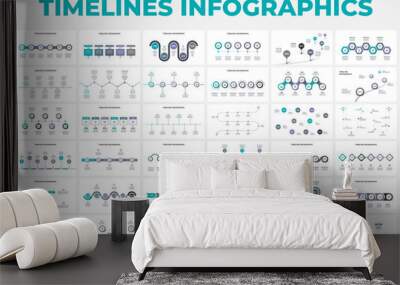 Creative concept set for infographic timeline. Abstract elements of graph, diagram with 5, 6, 7 and 8 steps, options, parts or processes. Vector business template for presentation Wall mural