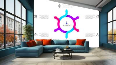 Cycle arrows diagram. Concept of 6 options of business project management. Vector illustration for data analysis visualization Wall mural