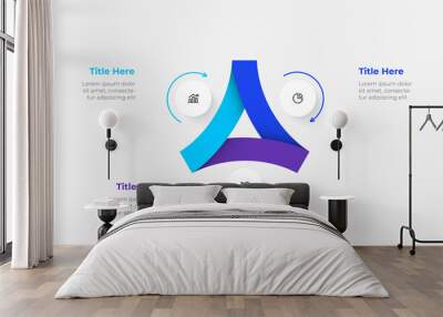 cycle diagram divided into 3 segments. concept of three options of business project infographic. vec Wall mural