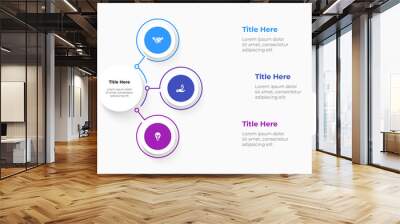 Flow chart infographic slide. Concept of business project visualization with 3 options. Infochart design template Wall mural