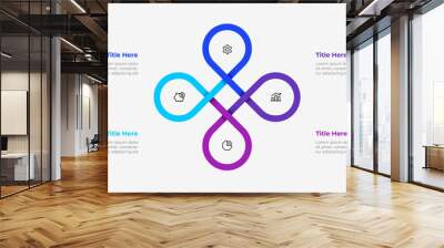 Infographic cyclic diagram with 4 elements. Concept of four steps or options of business cycle. Vector illustration for presentation. Wall mural