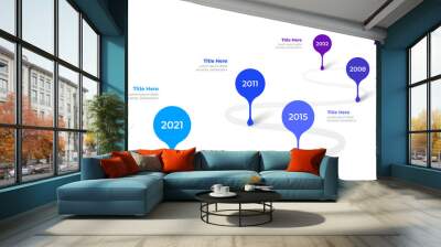 Infographic timeline design template. Modern road vector illustration. Concept of steps or options of business process Wall mural