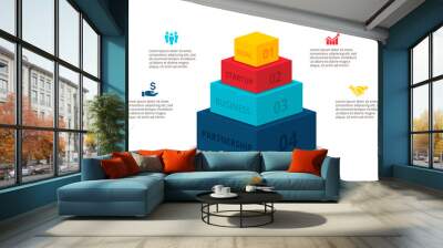 Vector abstract elements for infographic with 4 step or options. Business template for presentation. Wall mural