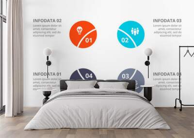 Vector circle element for infographic. Template for cycle diagram, graph, presentation and round chart. Business concept with 4 options, parts, steps or processes. Wall mural