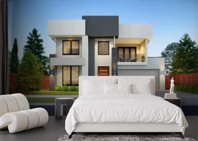 3D DIGITAL ILLUSTRATION OF A HOUSE ELEVATION Wall mural