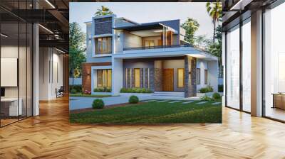 3d illustration of a newly built luxury home Wall mural