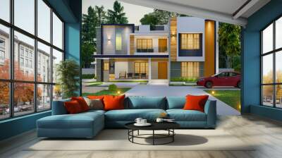 Modern home designs 3d rendering Wall mural