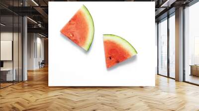 watermelon fruit slices or pieces fresh on white background Wall mural