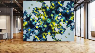 Abstract blue and yellow fractal design for futuristic technology and science concepts. 
 Wall mural