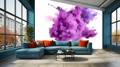 Abstract powder splatted Purple powder explosion on transparent background, png	 Wall mural