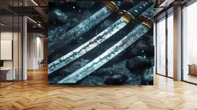 katana sword on the rocks Wall mural