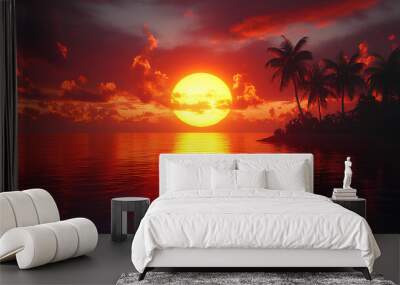 the view of the sunset island is very beautiful Wall mural