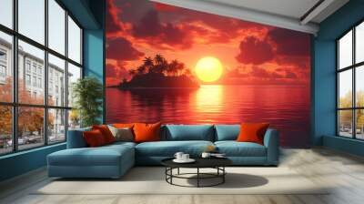 the view of the sunset island is very beautiful Wall mural