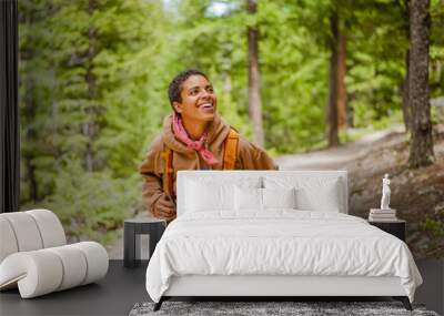 black woman hiking Wall mural