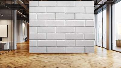 White brick wall texture background for stone tile block painted in grey light color wallpaper modern interior and exterior and backdrop design Wall mural