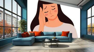 dizzy woman holding head head illustration Wall mural