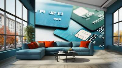 Selective focus credit card payment with close up shot. Wall mural